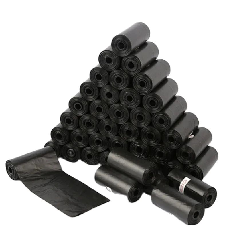

1-100Rolls Мешки для собачьих какашек Биоразлагаемые Утолщенные Мешки для уборки домашних животных на открытом воздухе с точкой разрыва Совок для щенячьих какашек Рулон 1 Rolls 15Pc чёрный