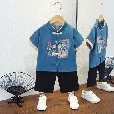 Boys Hanbok Tang Suit Spring Summer Chinese Style Embroidered Cotton Linen Set Baby Full Moon Week Young Master Ancient Costume Outfit