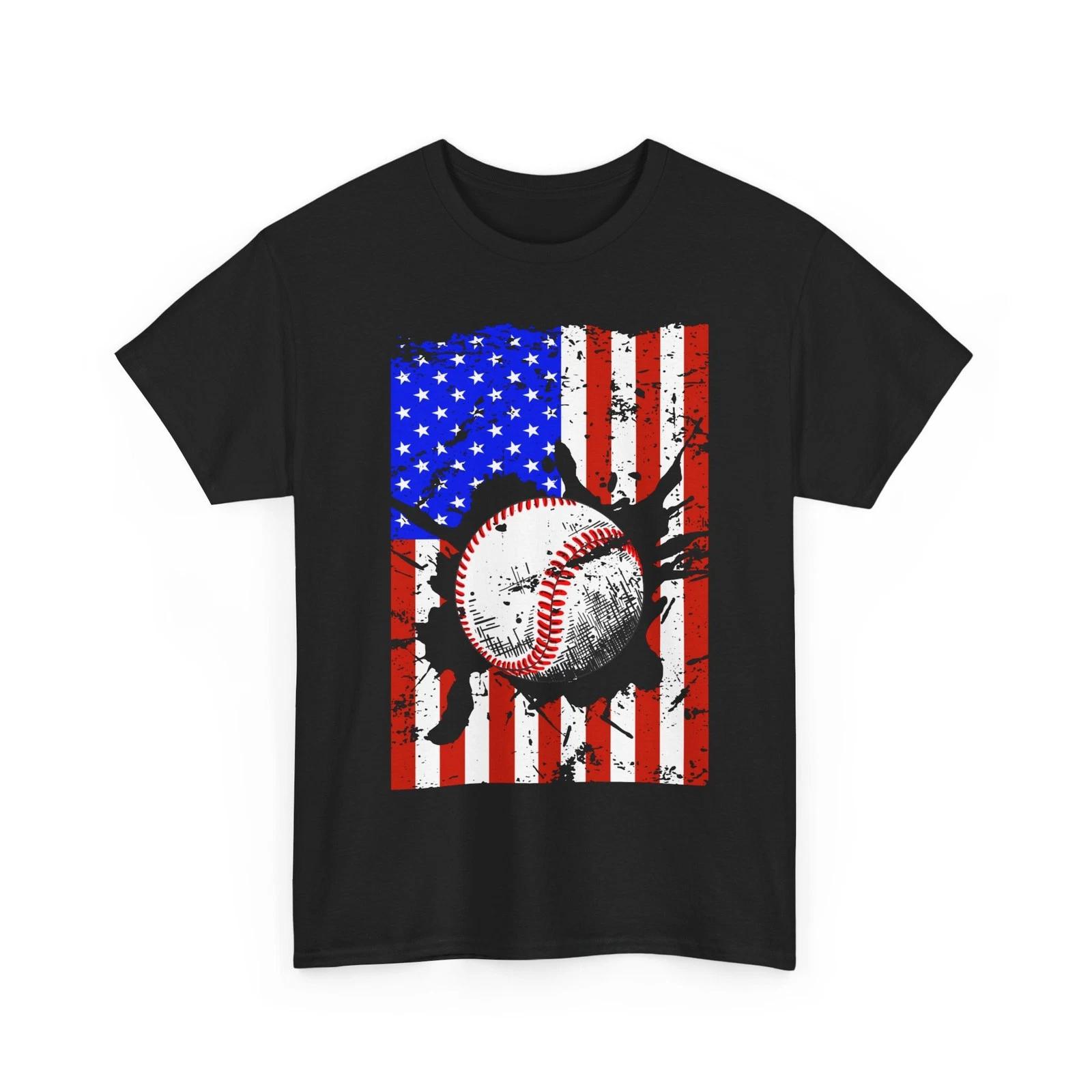 Baseball American Flag T-Shirt, Baseball Lovers Baseball Coach Shirt S