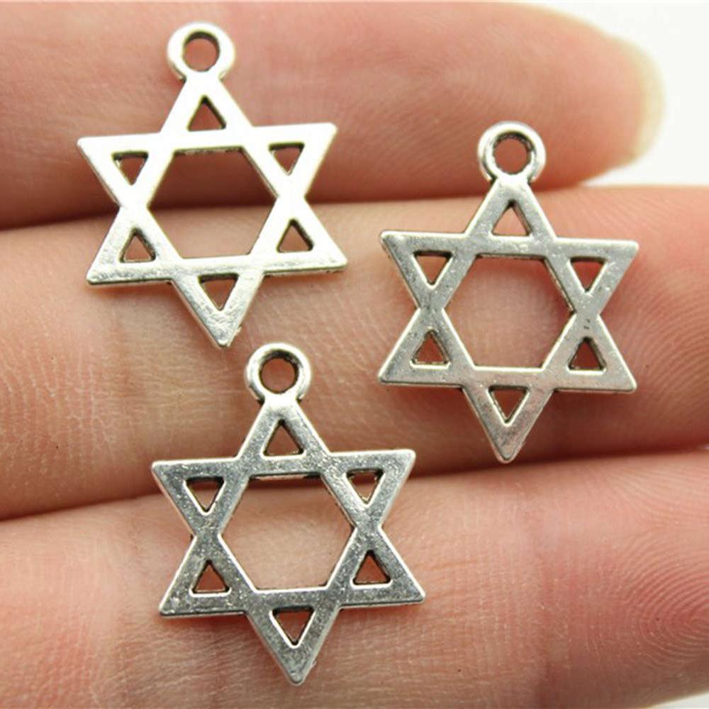 20pcs Star Of David Pendant Charms Antique Silver Color Star Of David Charms Jewelry DIY Star Of David Charms For Bracelet