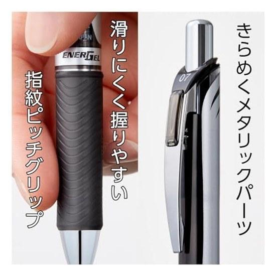 Pentel Ballpoint Pen Gel Ink EnerGel Knock Type 1.0mm Silver Barrel BL80-A Black