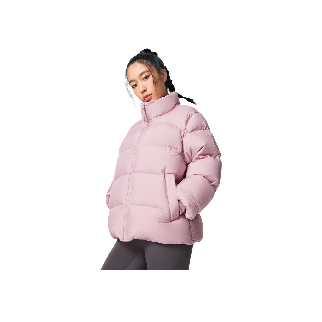 Li Ning Veste courte en duvet pour femme avec col montant 3D et logo à fermeture éclair AYMV186-7