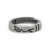 Adjustable Open Ring Couples Unisex Vintage Geometric Totem Design Plated Student Gift