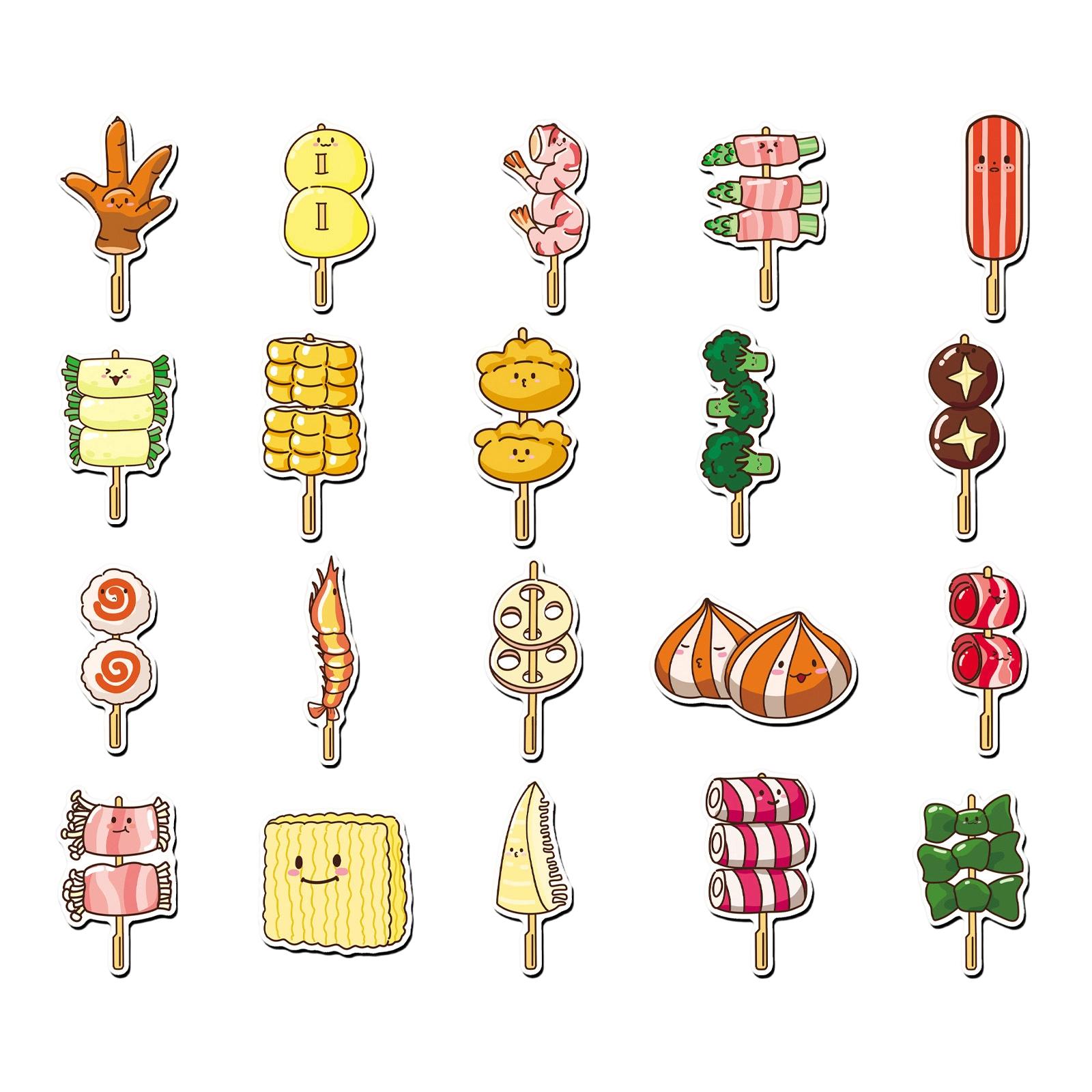 

20pc Skewered Fridge Magnets, Cute Food , Metal Desktop/Cabinet Decoration, , Fully Magnetic Adhesive One Size