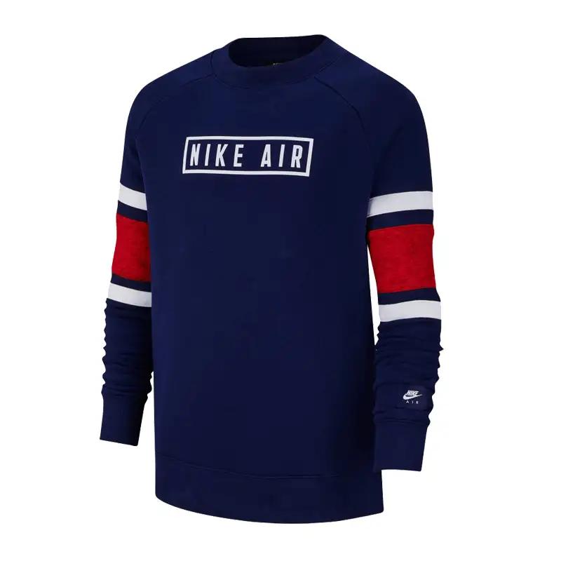 Nike Color Block Letter Crew Neck Sports Casual Sweatshirt Kids Tops Blue BV3591-492