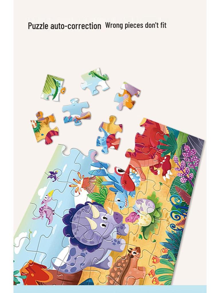 Educational Dinosaur Cartoon Jigsaw Puzzle for Kids Ages 3-6 - Boxed Flat Toy