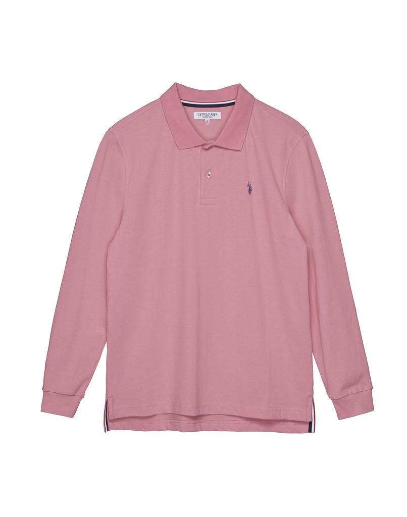 USPOLOASSN Cotton Blend Long Sleeve Polo Shirt_Pink