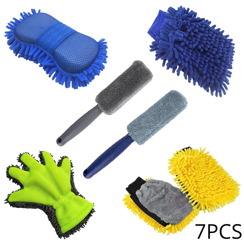 Microfiber Wipe Car Sponge Chenille Car Wash Gloves Scratch Free Double-Sided Coral Velvet Uses For Car Cleaning Tool