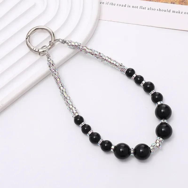 Diamond Pendant Phone Lanyard Universal Lanyard Anti-lost Luxury Diamond-encrusted Wrist Chain Short Pearl Diamond Ring Strap
