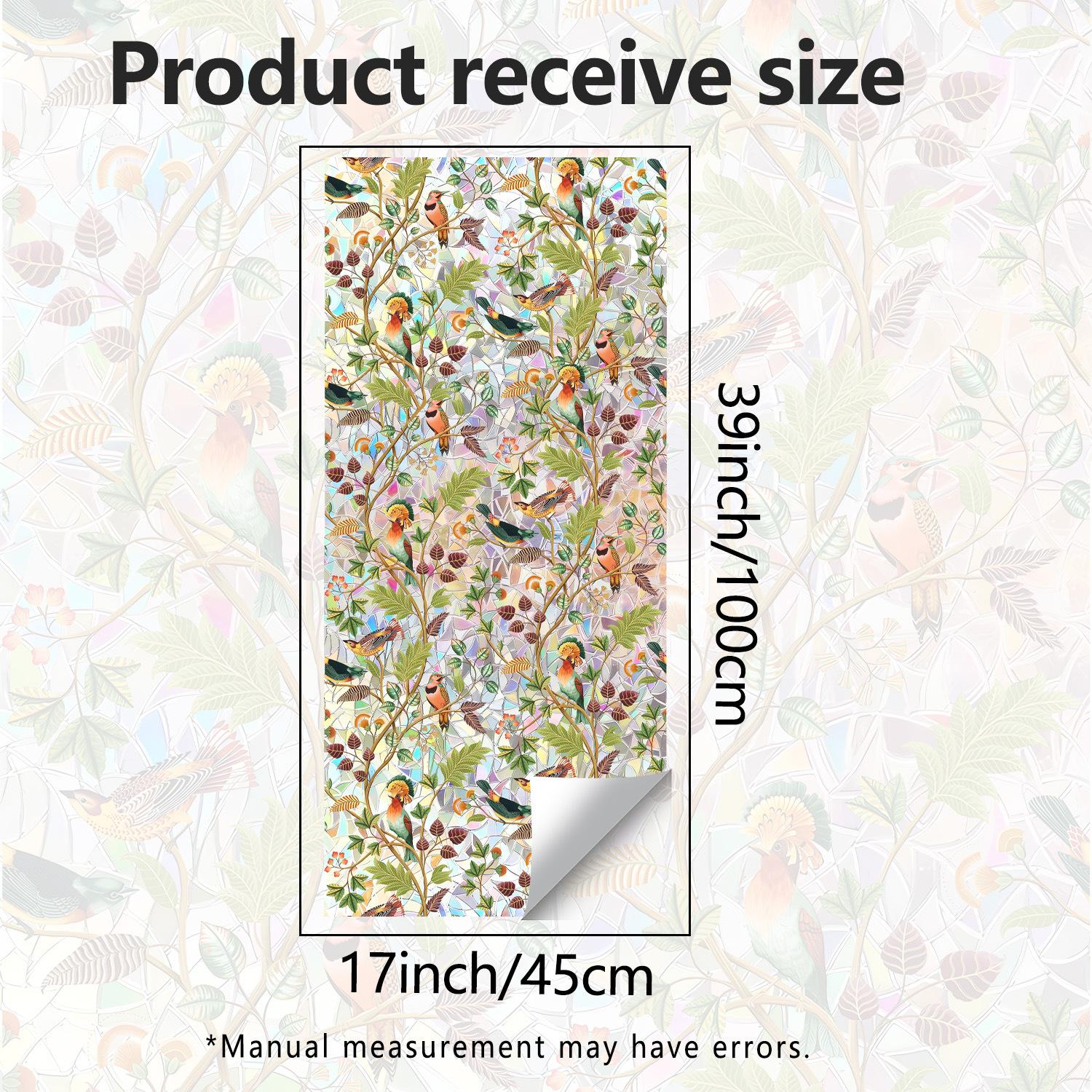 

Colored Glass Flower and Bird Living Room Balcony French Window Bedroom Bathroom Decoration Sticker