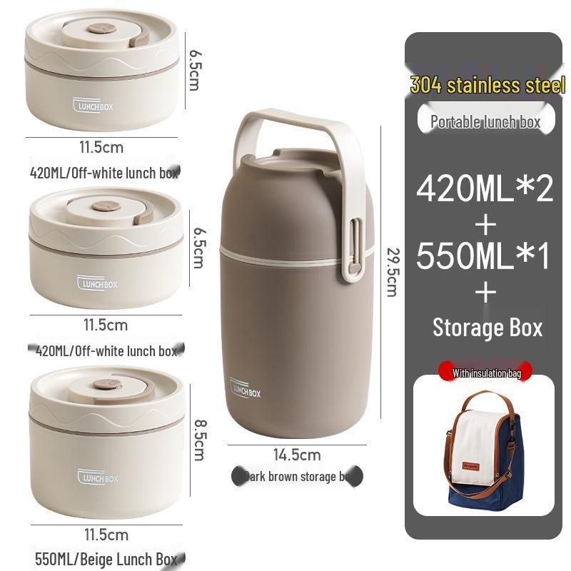 Large Capacity Multilayer 304 Stainless Steel Insulated Lunch Box for Office & Students