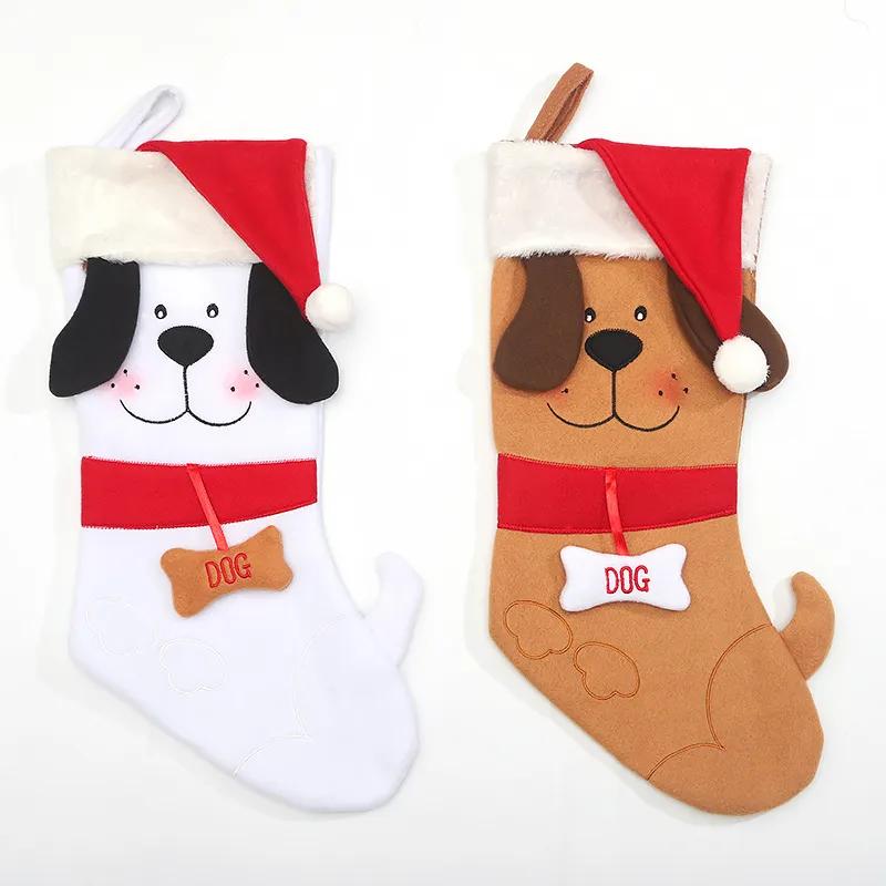 Weihnachten Hund Hängegeschenktasche Cartoon Haustier Hund Socken Ornament Weihnachtsfeier Anhänger Dekoration Requisiten YFA2098