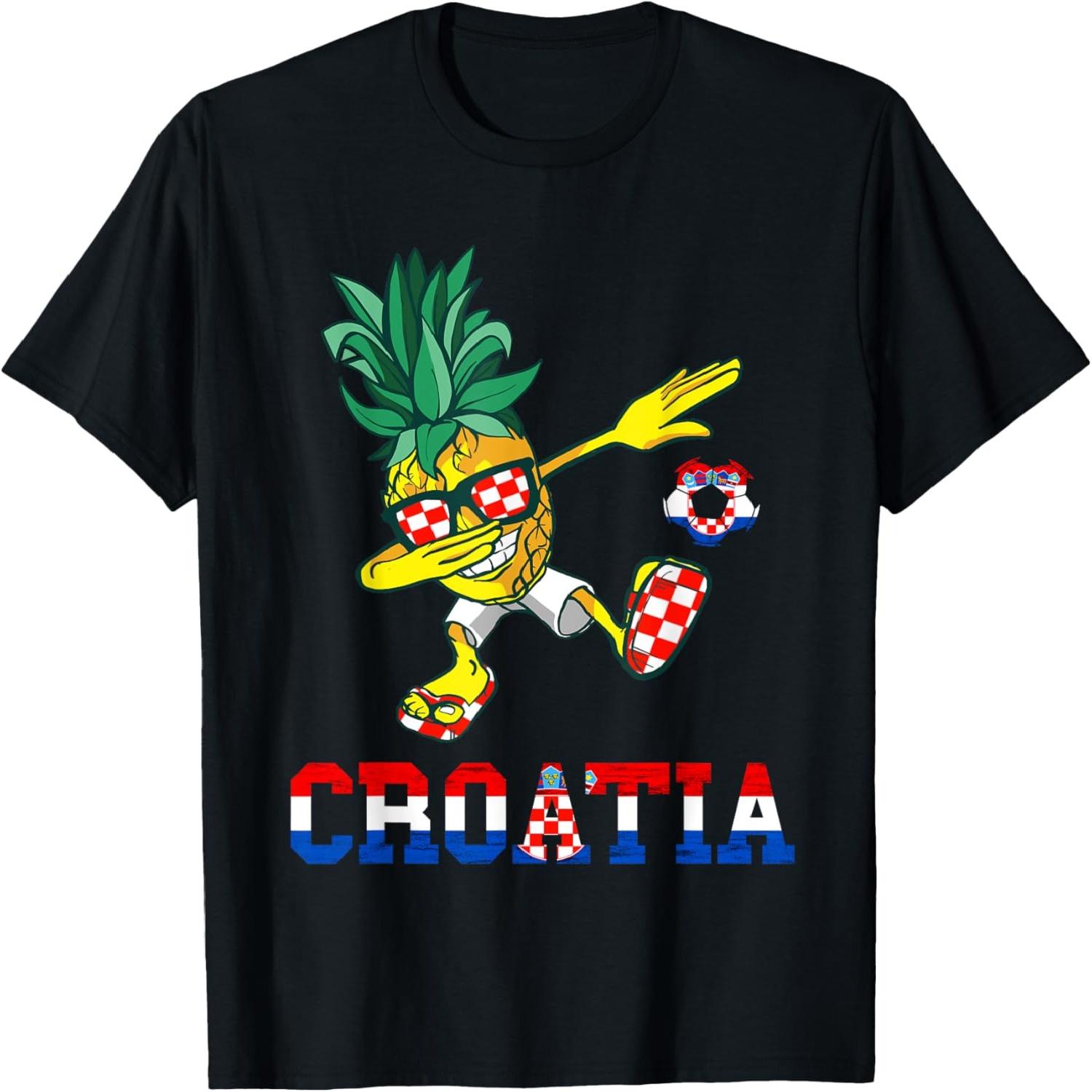 Dabbing Pineapple Croatia Croatia Flag Hrvatska Soccer Team T-Shirt S