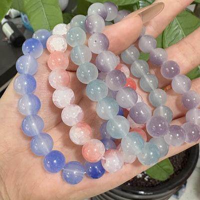 Originálny sklenený náramok svetloružový postupná zmena jednoduchý štýl dámsky náramok malý svieži náramok náramok letný malý svieži