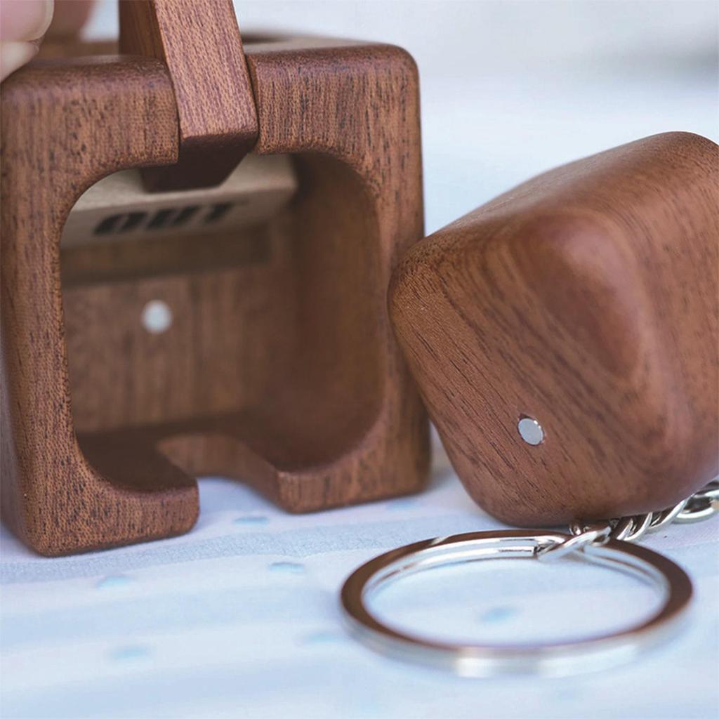Solid Wood Keychain Pendant Magnetic Backpack Ornament Home-out Key Chain Portable Bag Pendant For Kids Teens Adults Wallets