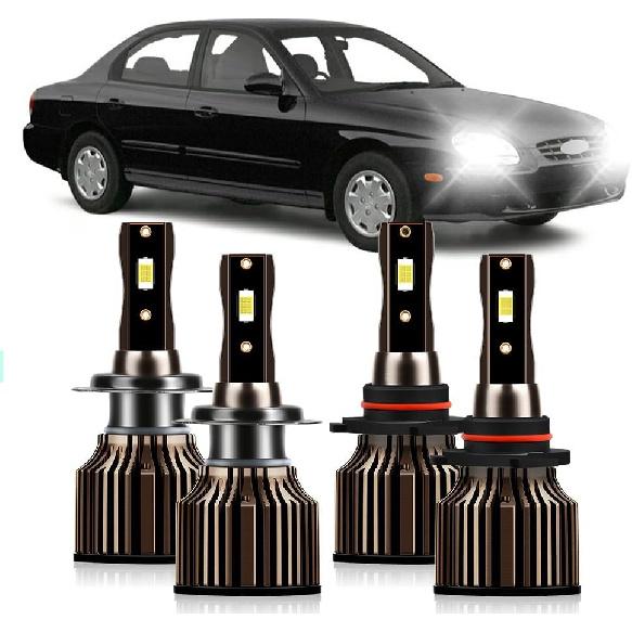 

Fit For Hyundai Elantra 2014 2015 2016 2017 2018 High Low Beam Light Bulbs, 400% Brightness 6000K White With Cooling Fan, Plug and Play, Pack of 4