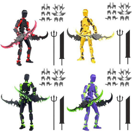 1 Set Robot Action Figure with Accessories Multi-jointed Movable 3D Printed Robot Model Articulated Dummy Figurine Decoration Kids Adults Gift