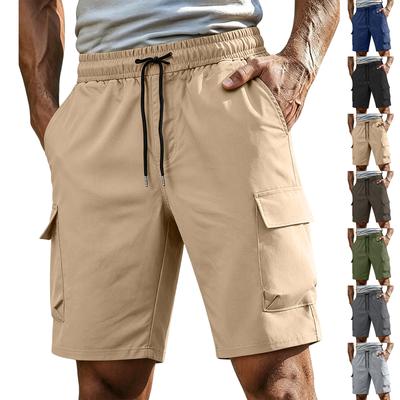 Men's Cargo Shorts with Multiple Pockets Elastic Waistband Drawstring Outdoor Workwear Shorts Lightweight Durable Fabric Casual Fit