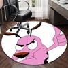 Pink Cowardly Dog Thumbs Up round carpet Chair cushion Round Entryway Rug, Soft Round Rugs for Living Room, Bedroom, Circle Carpet decor gifts