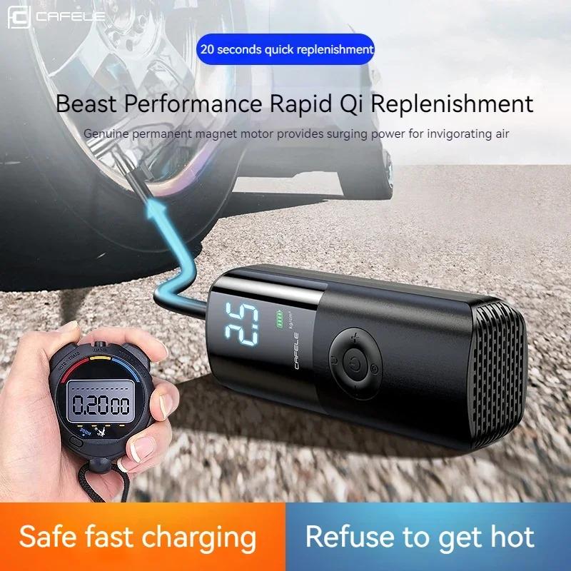 12V Car Air Compressor Portable Electric Air Pump Wireless Car Tyre Inflator Digital Bicycle Pump For Auto Accessories CAFELE