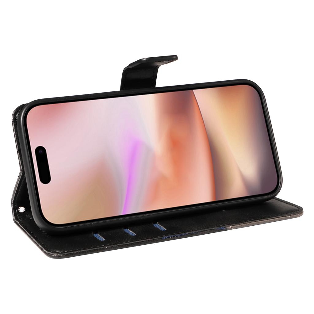 For iPhone 16 Plus Case Geometric Line Leathe Calf Texture Phone Cover