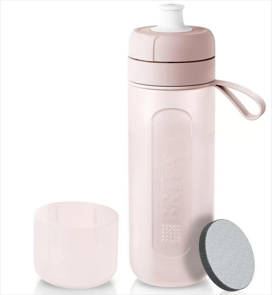 BRITA Water Filter with 3 Active Microdisc Mauve Rose Bottle-Shaped Cartridges,