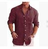 Men's Cotton Linen Autumn Long-sleeved Shirt Solid Colour Versatile Casual Resort Style Men's Shirt Tops