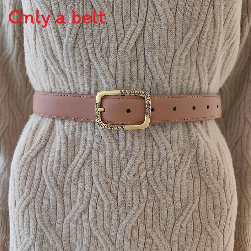 Genuine Leather Womens Cowhide Belt Alloy Buckle Fashionable Casual Decoration