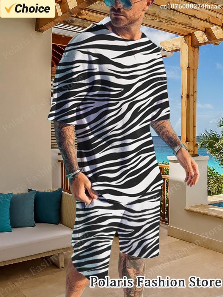 

Леопардовый принт спортивный костюм мужская одежда короткий рукав футболка комплект шорты 2 шт костюм свободного покроя винтажный люксовый брендовый наряд L