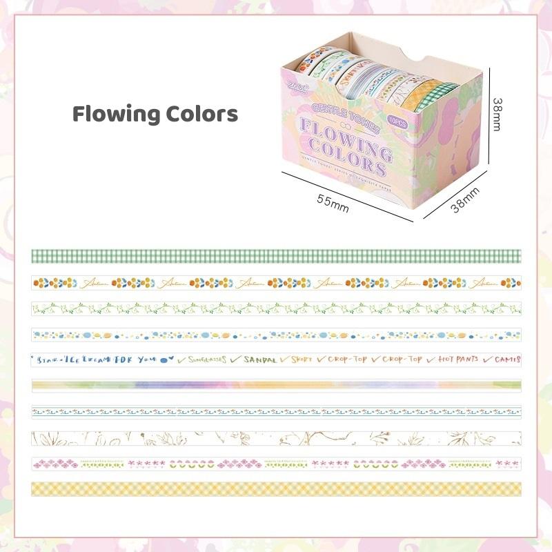 10 Rolls Gentle Color Tone Washi Tapes Set Super Mini Basic Flower Pattern 5mm Lace Paper Masking Tape Decoration Stickers