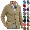 Men's Casual And Trendy Solid-color Warm Sweater Jacket, Men's Long-sleeved Button-up Stand-up Neck Knitted Sweater