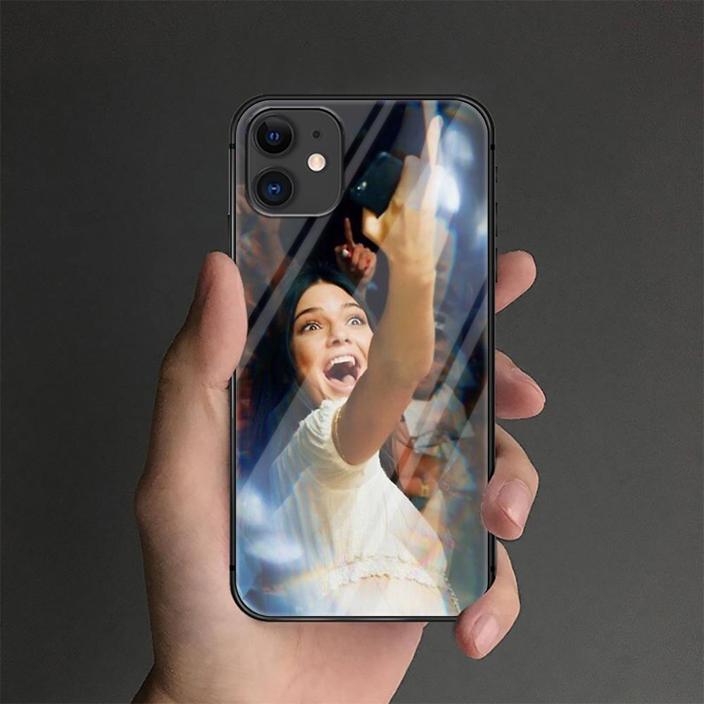 Kendall Jenner Tempered Glass Phone Case Cover For IPhone 6 7 8 11 12 X Xs  Xr Pro Max Plus Samsung Galaxy Xiaomi Redmi Tpu Hot 3D Fashion  buy at low