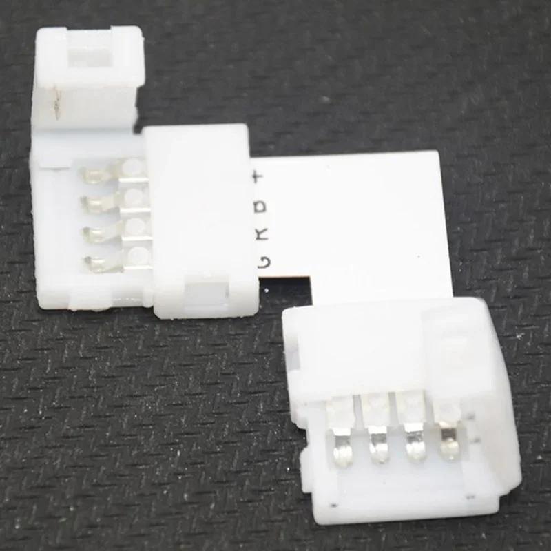 4Pcs L-shape 4Pin RGB 5050 LED Connector LED Strip Light Connectors L-shaped Light Strip Corner Connector