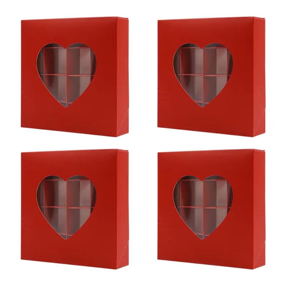 

4 шт. Красные Розовые Белые Коробки в Форме Сердца 16 Отделений DIY Ручная Работа Подарочная Коробка Сердечная Подарочная Коробка Большая Вместимость с Окном 5x5x5cm красный