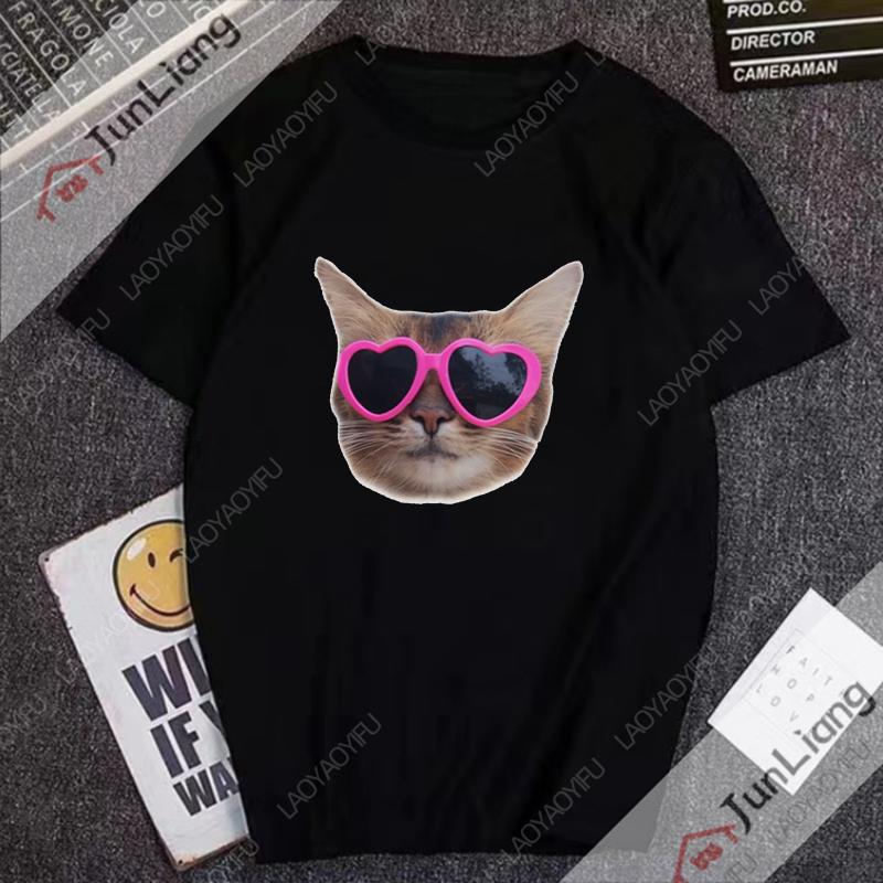 Cute Cats Humor Unisex's T-shirts for Unisex Clothing Hip Hop Short Sleeve Tee Huh Cat Meme Unisexs Clothes Unisex's T-shirt Streetwear