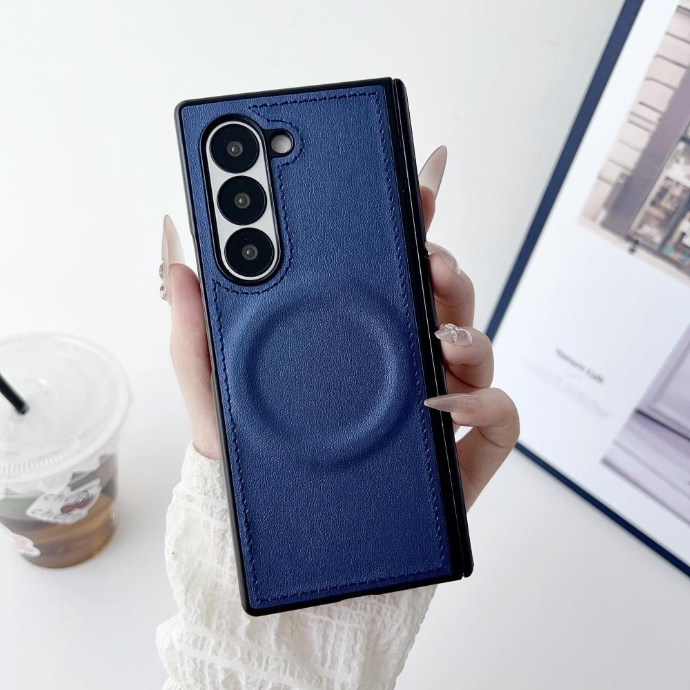 Luxury Leather Matte Shockproof Case for Samsung Galaxy Z Fold 7 6 5 4 3 Fold7 Zfold Magnetic Wireless Charging Business Cover