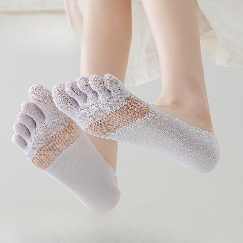 Five-finger Socks, Women's Boat Socks, Summer Thin Modal Mesh Breathable Invisible Toe Separation Socks, Solid Color Toe Ankle Socks