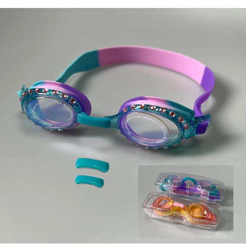 New children s swimming goggles Waterproof and anti-fog high-definition swimming goggles, professional children s swimming eyewear equipment Diamond-encrusted model