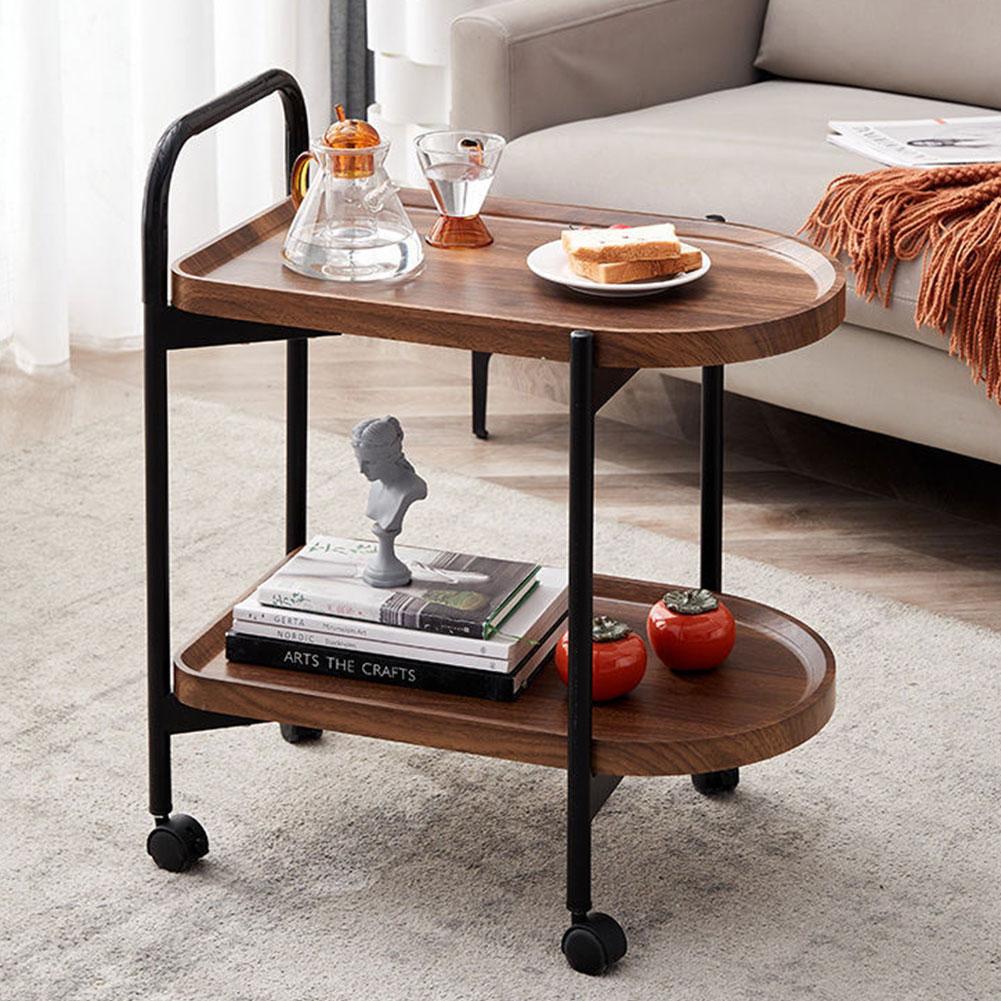 Walnut Wood Nordic Corner Table Large Capacity Movable Small Desk Wear Resist Storage Shelf for Reading Book Tea Vase