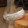 Bohemian Ethnic Style Retro Silver Wide Bracelet For Women Carved Flower Opening Fashionable Bracelet Boho Vintage Jewelry