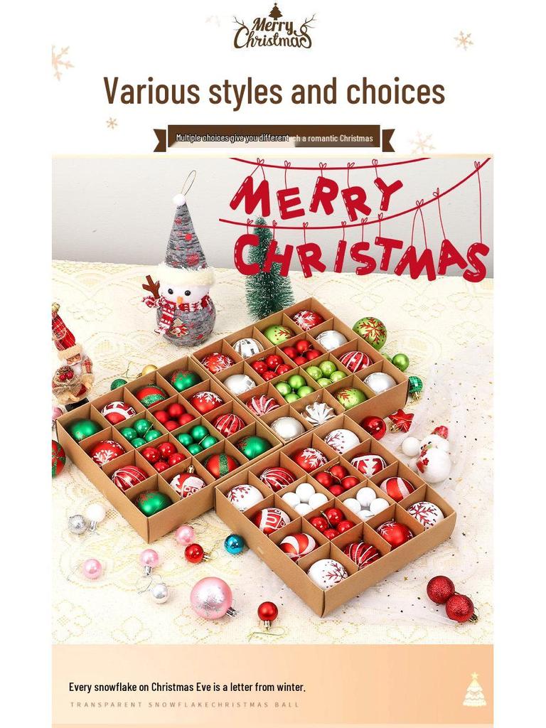 44-Piece Christmas Tree Decoration Set: 6cm Colorful PVC Hanging Balls