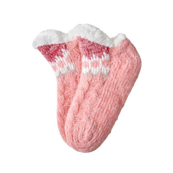 Knitted Slipper Socks Fluffy Winter Ankle Socks with Grips Non Indoor Warm Socks Slip Low Cut