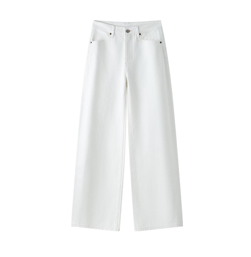 JOCORBEI French Style White High-Waisted Wide-Leg Women's Jeans - 2026 Spring Collection