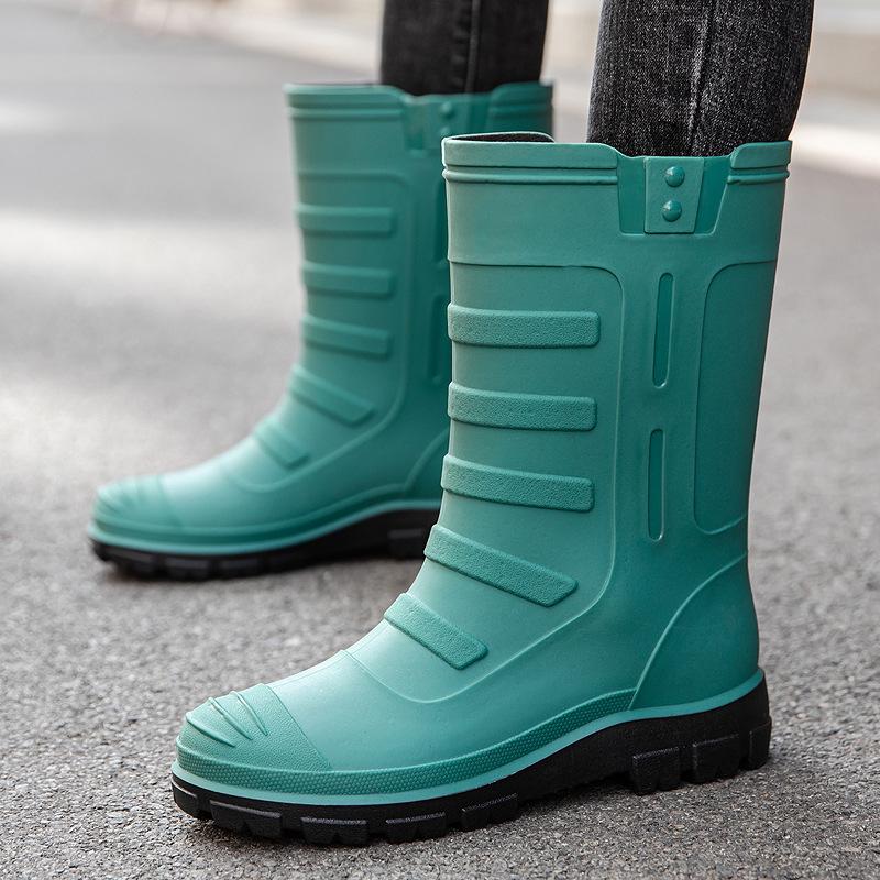 Fashion Unisex Rubber Shoes Men and Women Mid Calf Boots Waterproof Work Safety Rain Boots Fishing Husband Botas Para Lluvia