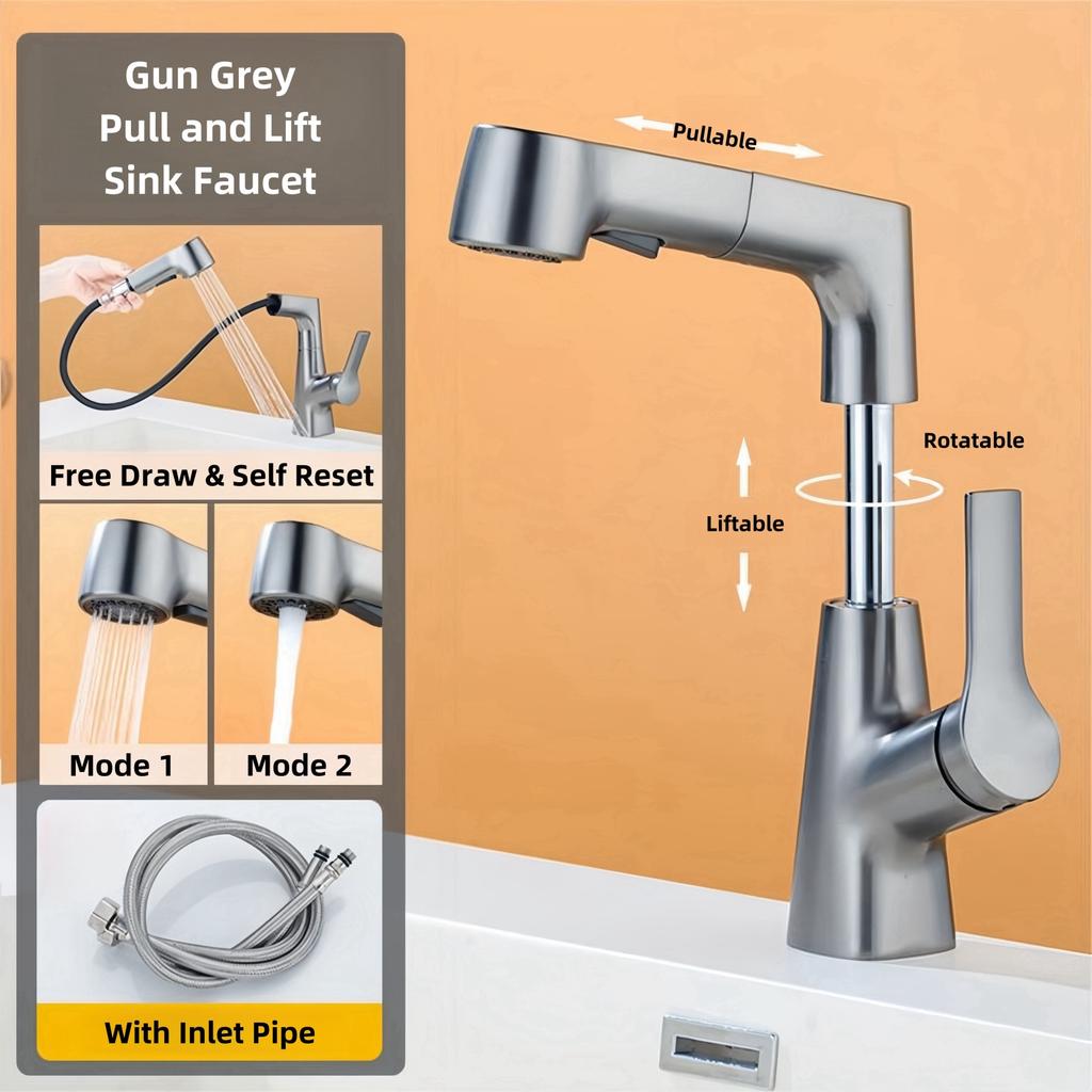 Bathroom Faucet Hot Cold Water Sink Mixer Tap Basin Faucets Washbasin Pull Faucet Copper Lifting Pull Faucet Hot and Cold Water
