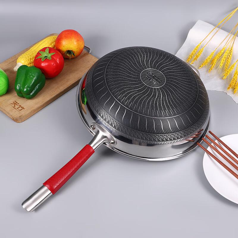 ZISIZ 304 Stainless Steel Honeycomb Non-stick Wok