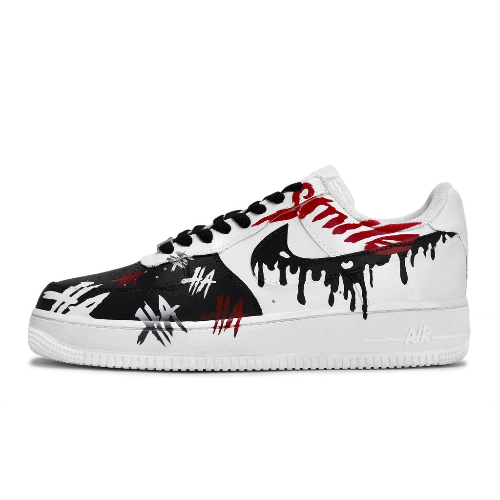 Nike Air Force 1 Slip Resistant Abrasion Resistant Low top Skateboard Shoes Unisex Black White Red CW2288-111(Team80-S-BOX)