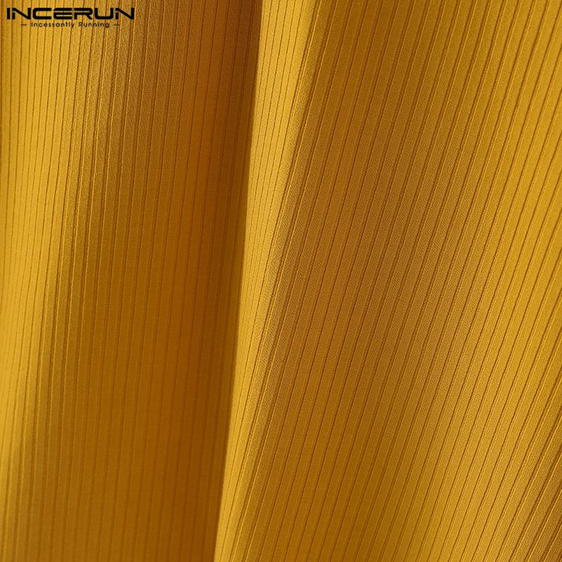 INCERUN Herbst Herren Langarm Einfarbig Rippenmuster Figurbetont Pullover Tops Unterhemden