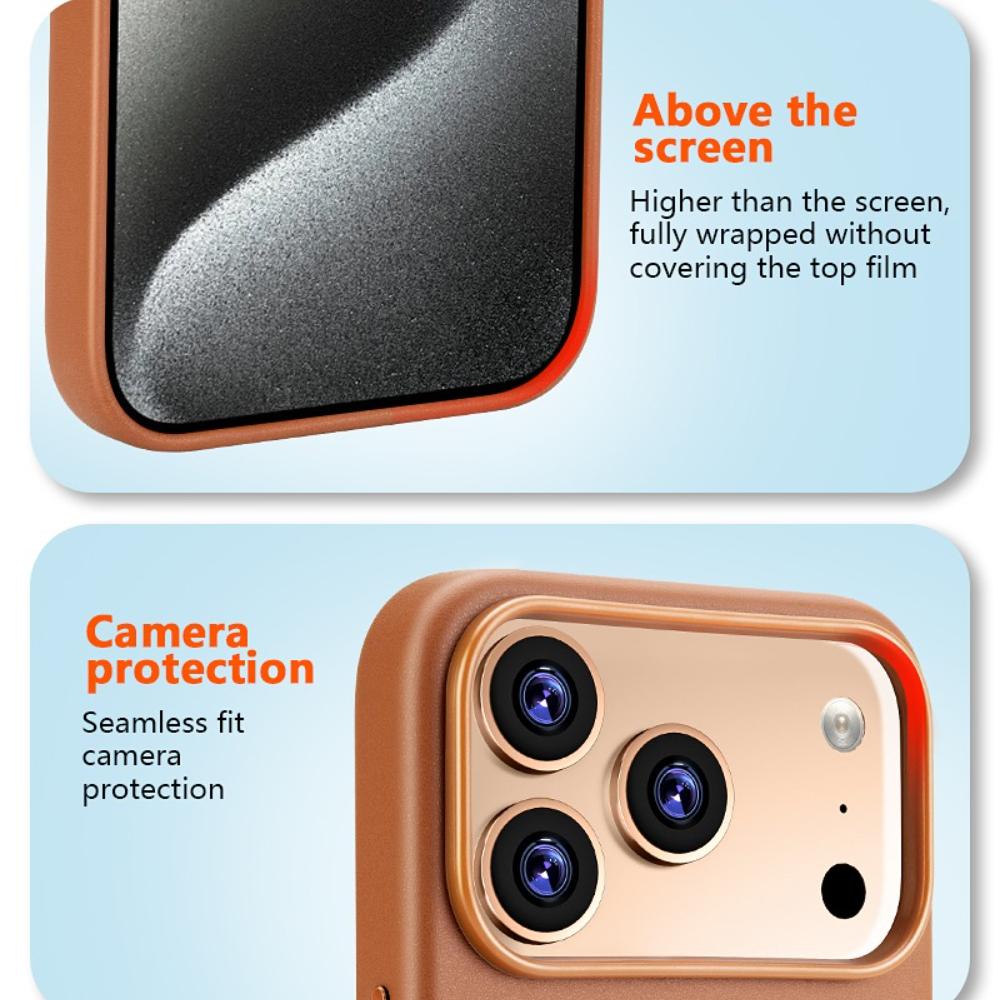 Cowhide Leather Phone Case for iPhone 16 Pro Max 17 Air 15 Plus 14 13 12 Promax High End Strong Magnetic Wireless Charging Cover