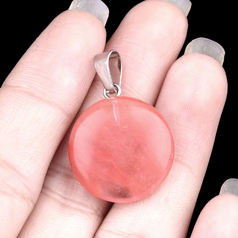 1pc 20mmNatural Stone Mixed Color Flat Round Shape Fine Ladies High Quality Pendant for Jewelry Making DIY Necklace Accessories